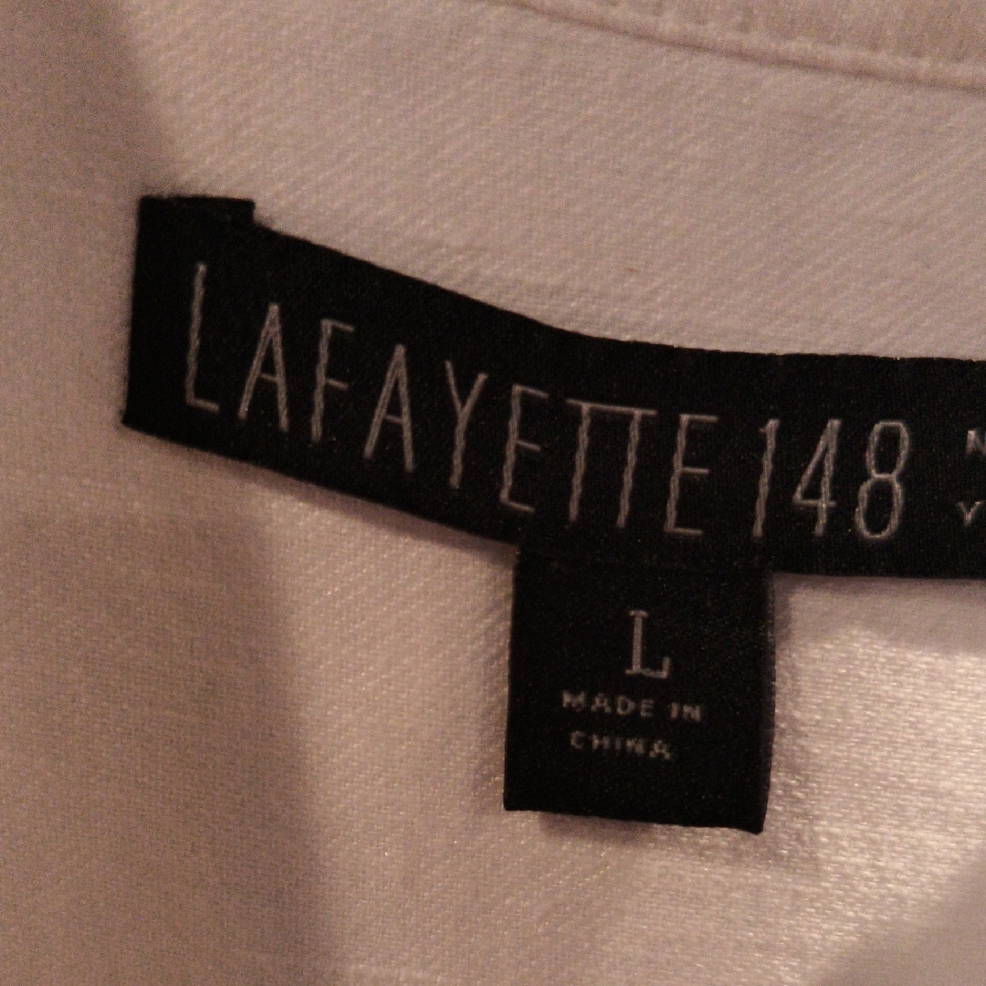 Final Price Lafayette 148 White Rounded Hem Blouse W Flap Pockets Large